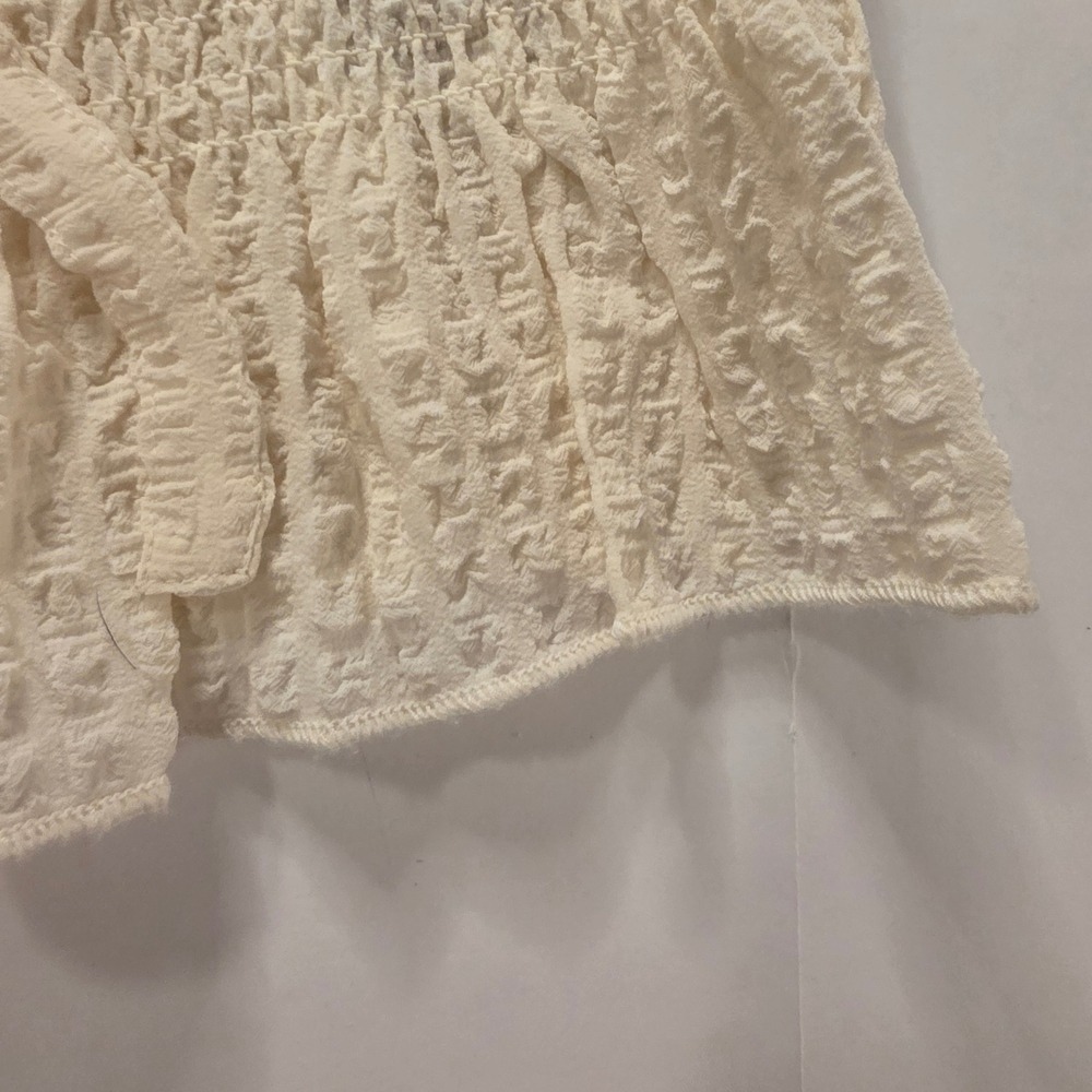 American Eagle Smocked Tie Front‎ Vest Cream Ruffle Trim Boho XL New With Tags - Picture 11 of 13
